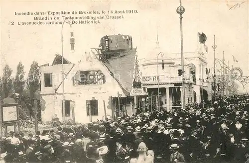 AK / Ansichtskarte Bruxelles_Bruessel Incendie dans lExposition Aout 1910 Brand in de Tentoonstelling van Brussel Bruxelles_Bruessel