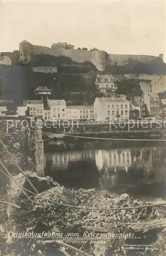 AK / Ansichtskarte Namur_sur_Meuse Originalaufnahme mit zerstoerter Bruecke WK1 Namur_sur_Meuse