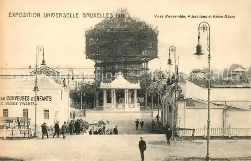 AK / Ansichtskarte Bruxelles_Bruessel Exposition Universelle 1910 Vues densemble Attractions et Arbre Geant Bruxelles_Bruessel