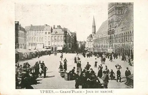 AK / Ansichtskarte Ypres_Ypern_West_Vlaanderen Grand Place Jour du Marche Ypres_Ypern