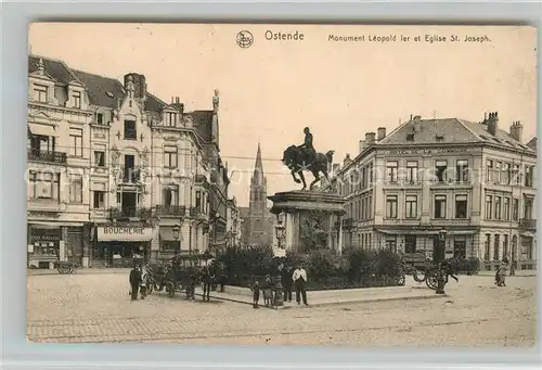 AK / Ansichtskarte Ostende_Oostende Monument Leopold 1er et Eglise St Joseph 