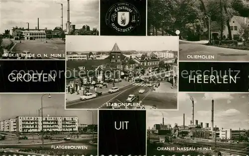 AK / Ansichtskarte Heerlen Kiekje bij de O.N. Mijn Oliemolen Stationsplein Flatgebouwen Oranje Nassau Mijn I Heerlen