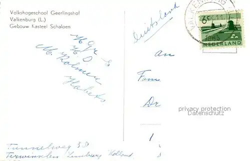 AK / Ansichtskarte Valkenburg_aan_de_Geul Volkshogeschool Geerlingshof Gebouw Kasteel Schaloen Valkenburg_aan_de_Geul