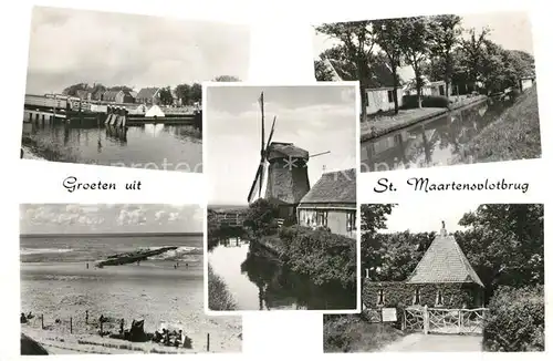 AK / Ansichtskarte St_Maartensvlotbrug Teilansichten Windmuehle Kanal Strand St_Maartensvlotbrug