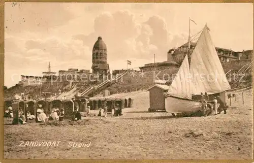 AK / Ansichtskarte Zandvoort_Holland Strand Segelboot Zandvoort_Holland