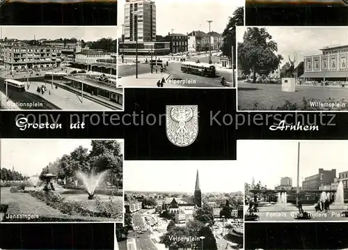 AK / Ansichtskarte Arnhem Stationsplein Velperplein Willemsplein Fontein Gele Rijders Plein Janssingels Arnhem