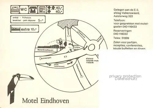 AK / Ansichtskarte Eindhoven_Netherlands Motel Fahnen Papagei Eindhoven_Netherlands
