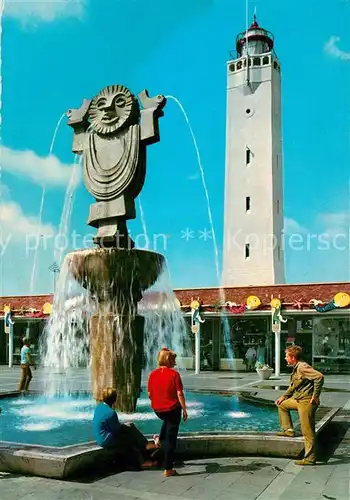 AK / Ansichtskarte Noordwijk_aan_Zee  Vuurtorenplein Brunnen Leuchtturm Noordwijk_aan_Zee 