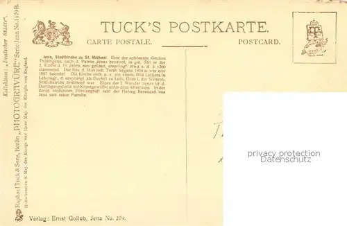 AK / Ansichtskarte Verlag_Tucks_Oilette_Nr. 1179 B Jena Stadtkirche zu St. Michael  