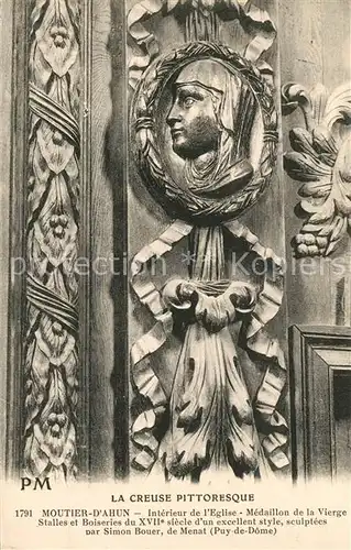 AK / Ansichtskarte Moutier d_Ahun Eglise Medaillon de la Vierge Moutier d Ahun