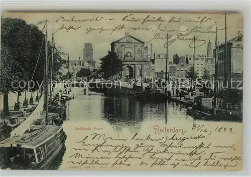 AK / Ansichtskarte Rotterdam Delftsche Poort Hafen Boote Kanal Bruecke Rotterdam