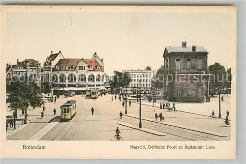 AK / Ansichtskarte Rotterdam Slagveld Delftsche Poort en Restaurant Loos Rotterdam