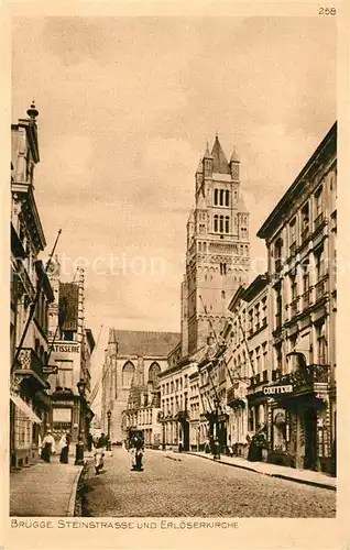 AK / Ansichtskarte Bruegge_West Vlaanderen Steinstrasse und Erloeserkirche Bruegge_West Vlaanderen
