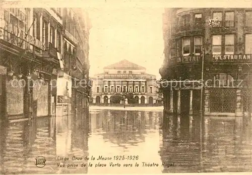 AK / Ansichtskarte Liege_Luettich Crue de la Meuse Vue prise de la place Verte vers le Theatre Royal Liege Luettich