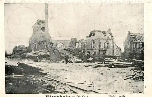 AK / Ansichtskarte Bixschote Zerstoerte Kirche in WK1 Bixschote