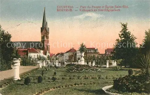 AK / Ansichtskarte Courtrai_Flandre Parc du Peuple et Eglise Saint Eloi Courtrai_Flandre