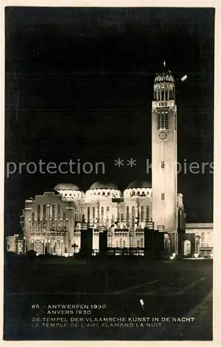 AK / Ansichtskarte Antwerpen_Anvers De Tempel der Vlaamsche Kunst in de Nacht Antwerpen Anvers