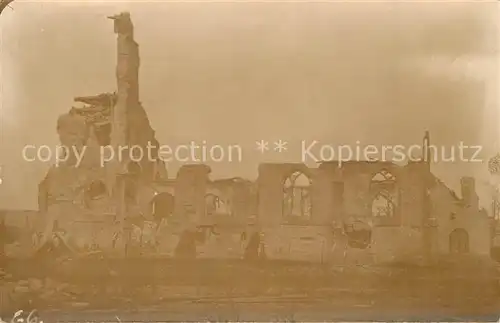 AK / Ansichtskarte Bikschote Zerstoerte Kirche in WK1 Bikschote