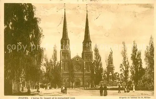 AK / Ansichtskarte Anvers_Antwerpen Eglise St Joseph et le monument Loos Anvers Antwerpen