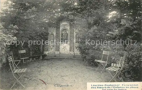 AK / Ansichtskarte Lourdes_Oostakker Pensionnat des Soeurs de lEnfance de Jesus Un coin du Jardin Lourdes_Oostakker