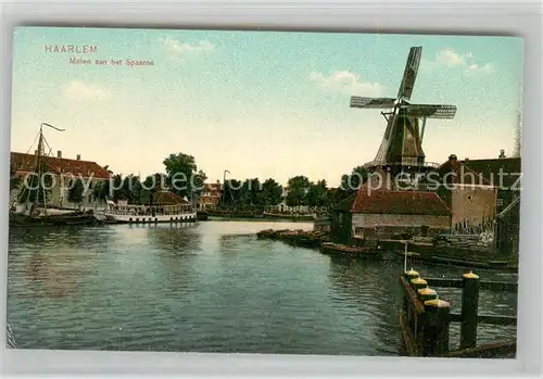 AK / Ansichtskarte Haarlem Molen aan het Spaarna Windmuehle Kanal Fahrgastschiff Haarlem