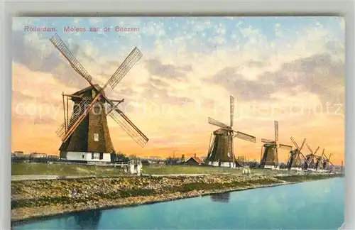 AK / Ansichtskarte Rotterdam Molens aan de Boezem Windmuehle Kanal Rotterdam