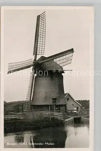 AK / Ansichtskarte Bergen_Nordholland Damlander Molen Windmuehle Zensur Stempel Bergen_Nordholland