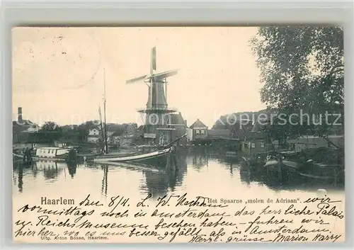 AK / Ansichtskarte Haarlem Het Spaarne Molen de Adriaan Kanal Boote Windmuehle Haarlem
