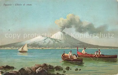 AK / Ansichtskarte Vesuvio Effetto di neve Fischerboote Kuenstlerkarte  Vesuvio