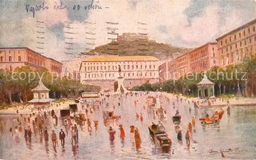 AK / Ansichtskarte Napoli_Neapel Piazza Municipio Monumento Vittorio Emanuele Kuenstlerkarte Napoli Neapel