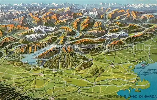 AK / Ansichtskarte Trentino Panoramakarte Lago di Garda Trentino