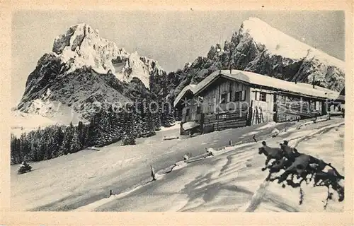 AK / Ansichtskarte Dolomiten Schutzhuette Winter Dolomiten
