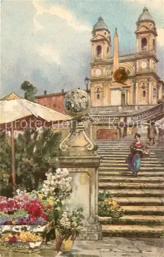 AK / Ansichtskarte Roma_Rom Trinita dei Monti Roma_Rom
