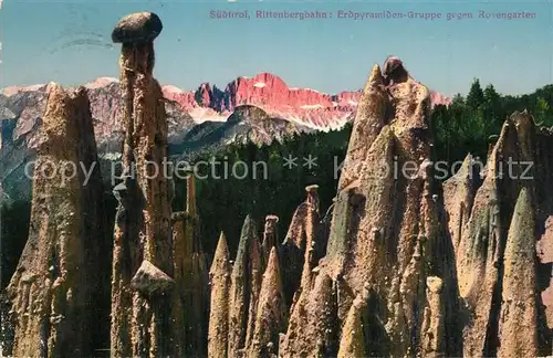 AK / Ansichtskarte Bozen_Suedtirol Rittenbergbahn Erdpyramiden Gruppe Rosengarten Bozen Suedtirol