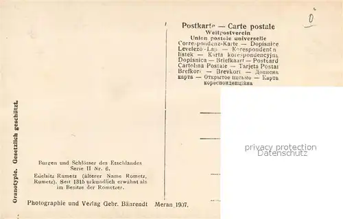 AK / Ansichtskarte Meran_Merano Schloss Rametz Meran Merano