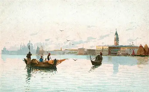 AK / Ansichtskarte Venezia_Venedig Panorama Gondolieren Venezia Venedig