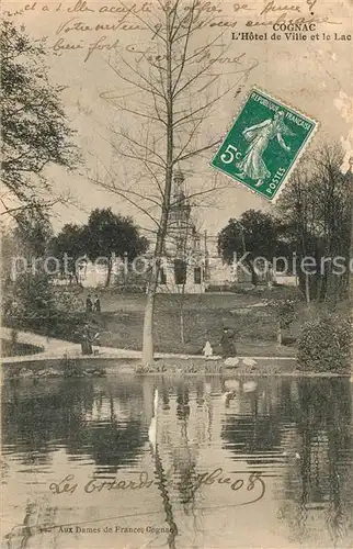 AK / Ansichtskarte Cognac Hotel de Ville et le Lac Cognac