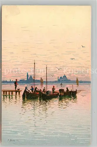 AK / Ansichtskarte Venezia_Lido Fischerboote Kuenstler Noretti Venezia Lido