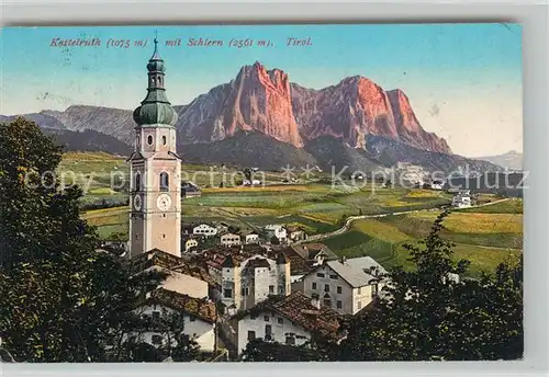 AK / Ansichtskarte Kastelruth_Suedtirol Schlern Kirchturm Kastelruth_Suedtirol