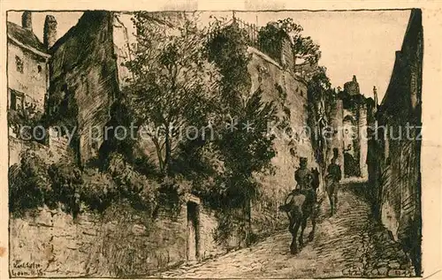 AK / Ansichtskarte Laon_Aisne Porte des Chenizelles Zeichnung Karl Lotze Laon_Aisne