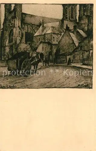 AK / Ansichtskarte Laon_Aisne Sankt Martin Zeichnung Karl Lotze Laon_Aisne