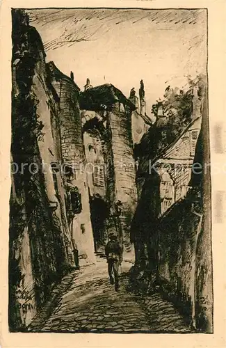 AK / Ansichtskarte Laon_Aisne Porte des Chenizelles Zeichnung Karl Lotze Laon_Aisne