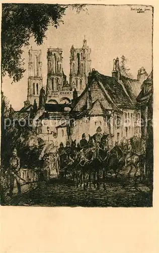 AK / Ansichtskarte Laon_Aisne Rue du Rempart Saint Just Zeichnung Karl Lotze Laon_Aisne