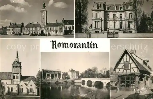 AK / Ansichtskarte Romorantin Lanthenay Place de la Paix Hotel de ville Eglise Le Sauldre Carroir Dore Romorantin Lanthenay