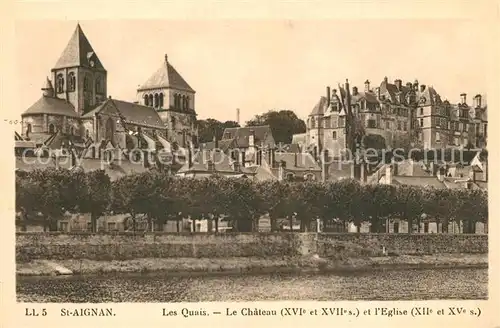 AK / Ansichtskarte Saint Aignan_Loir et Cher Les Quais Chateau Eglise Saint Aignan Loir et Cher