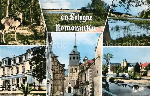 AK / Ansichtskarte Romorantin Lanthenay Trois aspects de la Sologne Hotel de ville Eglise Moulins sur la Sauldre Romorantin Lanthenay