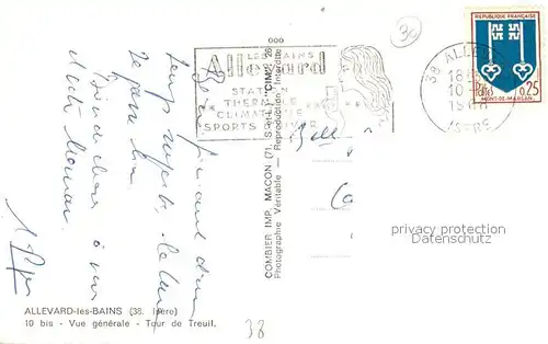 AK / Ansichtskarte Allevard_les_Bains_Isere Vue generale Tour de Treuil Allevard_les_Bains_Isere