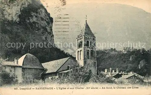 AK / Ansichtskarte Sassenage Eglise Clocher XIe siecle Chateau des Cotes Sassenage
