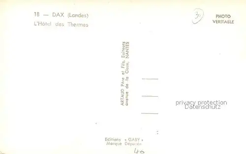 AK / Ansichtskarte Dax_Landes Hotel des Thermes Dax_Landes