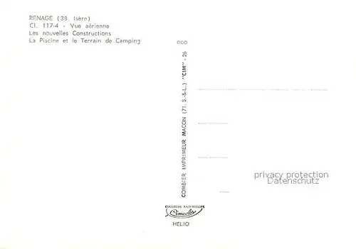 AK / Ansichtskarte Renage Fliegeraufnahme Piscine Terrain de Camping Renage